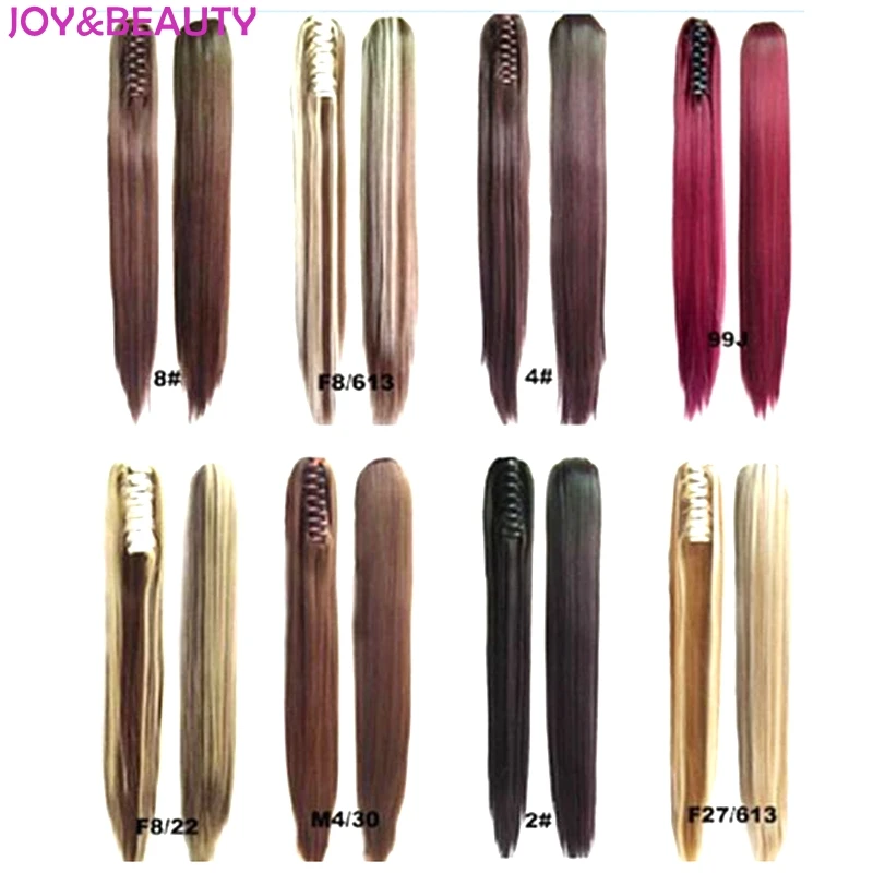 JOY&BEAUTY Women's Synthetic Long Straight Ponytails High Temperature Fiber Clip In Hair Extensions Piece 26inch