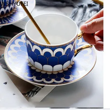 

Wourmth Bone Porcelain Afternoon Tea Cup And Saucer Set Ceramic Coffee Cup With saucer Stainless Spoon 220ml Home Drinkware