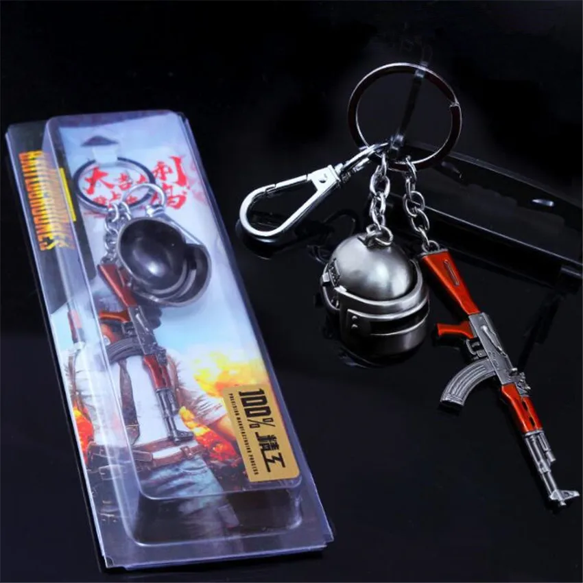 Game PUBG frying Helmet 98K AWM Playerunknown's Battlegrounds Cosplay Props Alloy Armor Model Key Chain Keychain Chicken Dinner