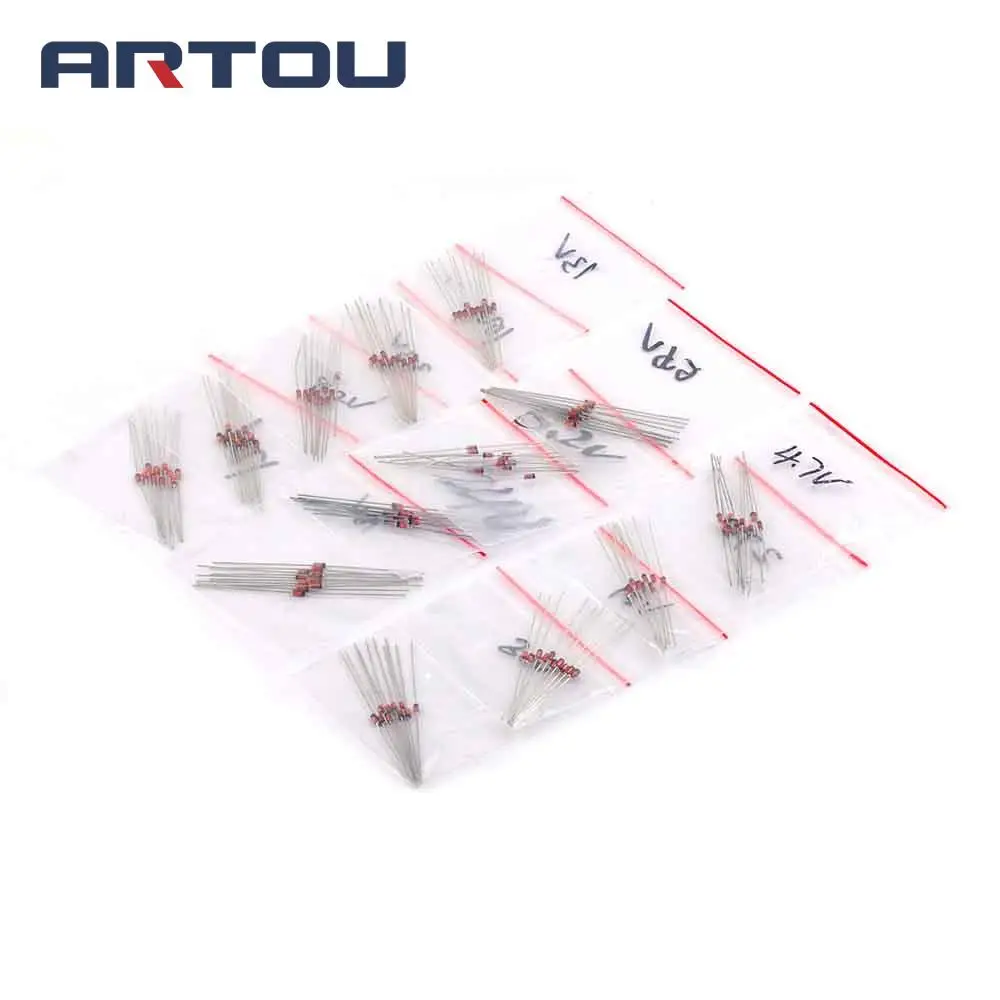1/2W Zener diode Assorted kit 3.3V-30V 0.5W Sample 14Values*10pcs=140pcs | Электронные компоненты и