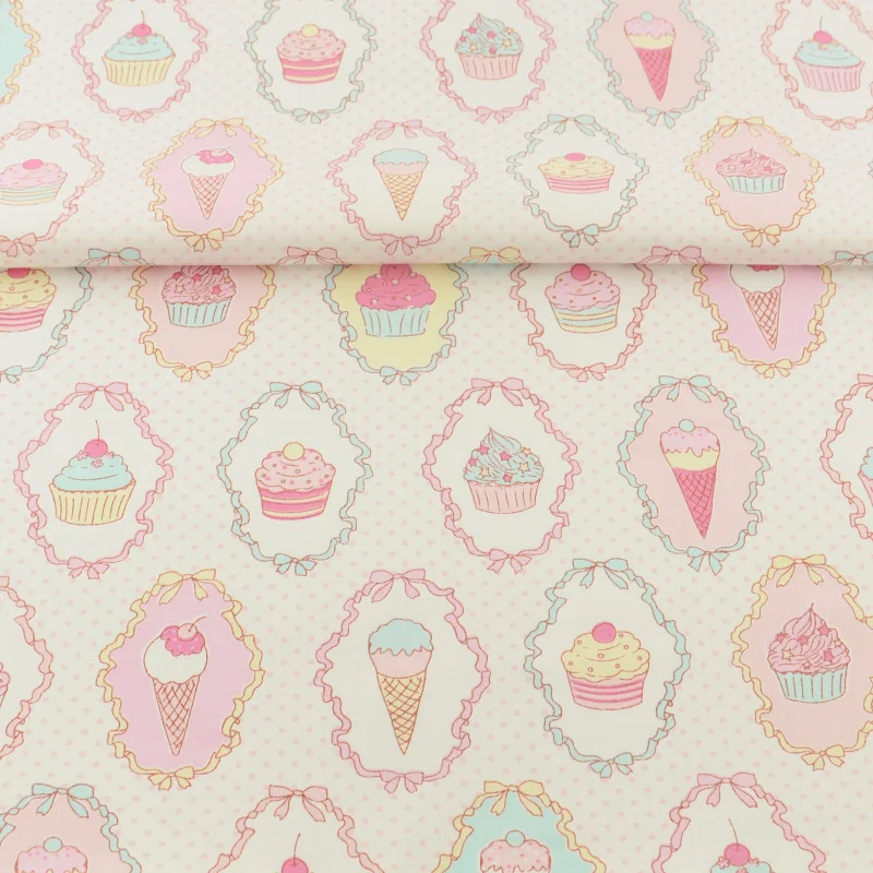 Booksew textile Cotton Fabric dye Scrapbooking Twill Pink Ice-cream Tecido DIY Sewing Patchwork algodon tissus au metre stoffen