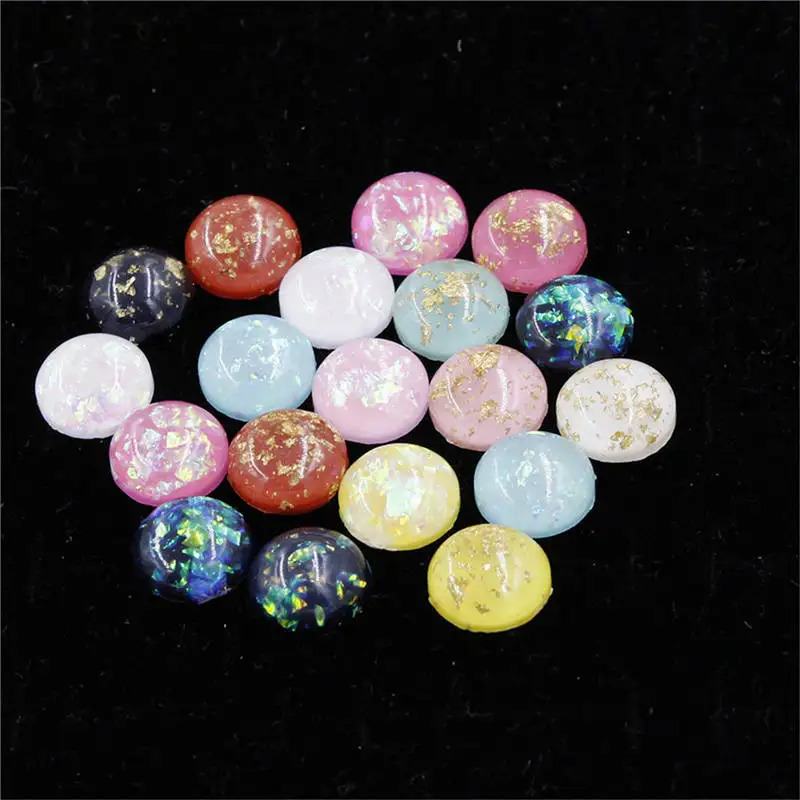 

GraceAngie 20pcs/lot Resin Synthetic Opal Beads Round Flat back Cabochon Mix Color Jewelry Making Craft Findings