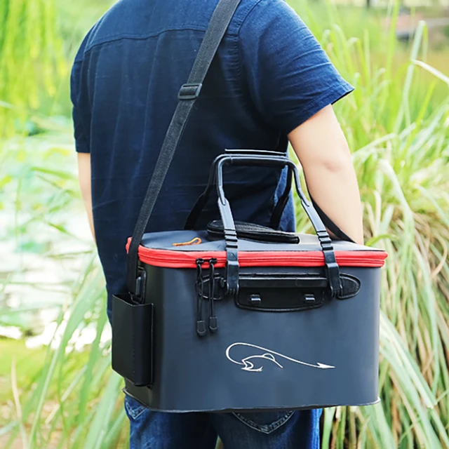 Fishing Bag Portable Collapsible Fish Bucket Live Bait Waterproof Camping Hiking Storage Fishing Rod Bag Backpack Box Tackle 3