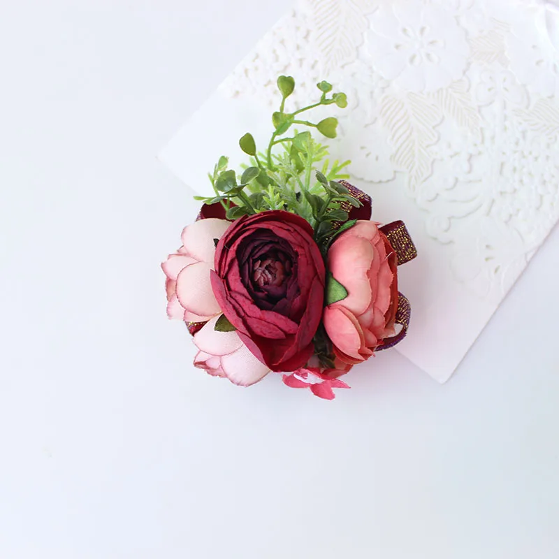 Wrist Corsage Bracelet wrist flowers artificial flowers rose  (25)
