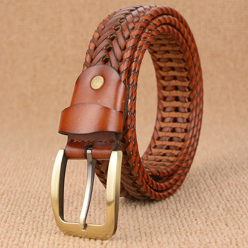 black leather belt Unisex Men and Women Belt Genuine Leather Female Belt Woven Knitted Quality Belt Male Luxury strap Belts Cummerbund dropshipping types of belts Belts