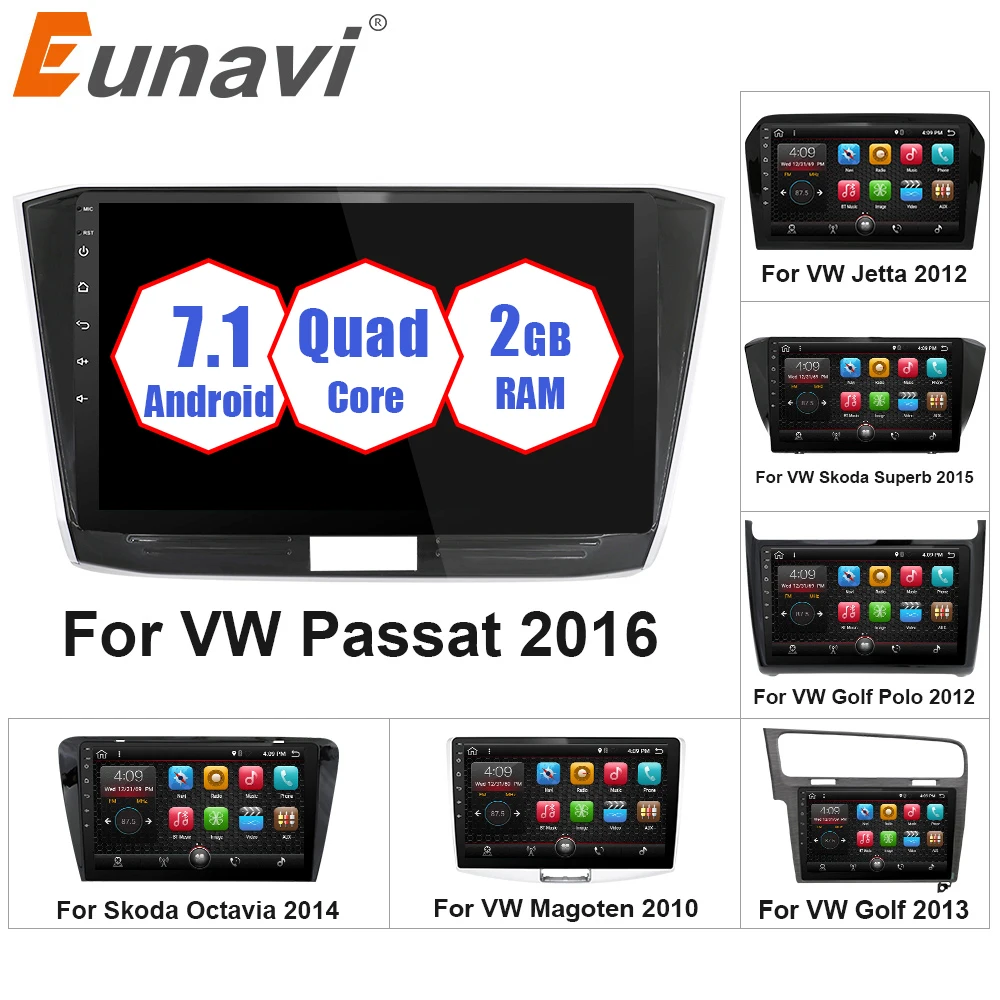 

Eunavi Quad Core Android 7.1 2 din Car Radio player GPS For VW Skoda Magotan POLO PASSAT Golf 7 Jetta Super Octavia