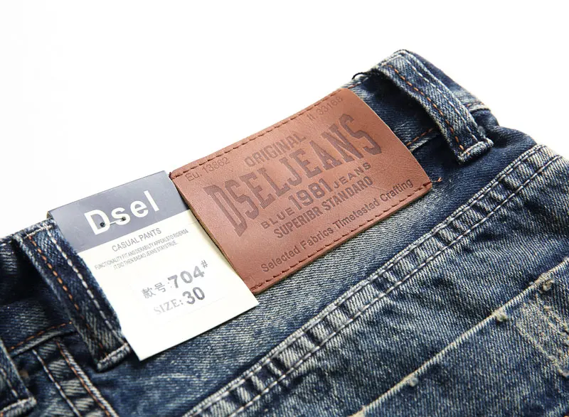 2018 Новое поступление модные Для мужчин джинсы прямой крой качество отдыха байкерские джинсы джинсовые брюки Dsel бренд Рваные джинсы Для