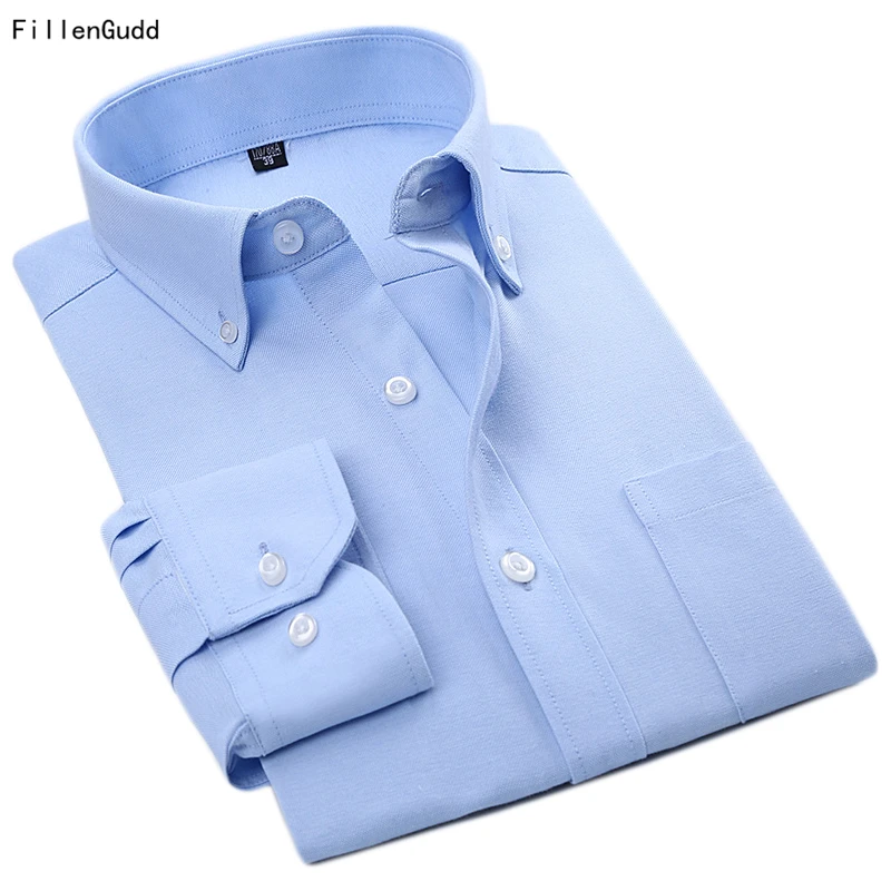 Fillengudd 2018 последняя кнопка Подпушка Для мужчин с длинным рукавом оксфордская рубашка Slim Fit социальные Сорочки выходные для мужчин чистые