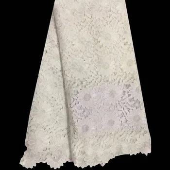 

Latest African Guipure Lace Fabric High Quality 2018 With Beads Single Color African Cord Lace Fabric Latest For Nigerian Party