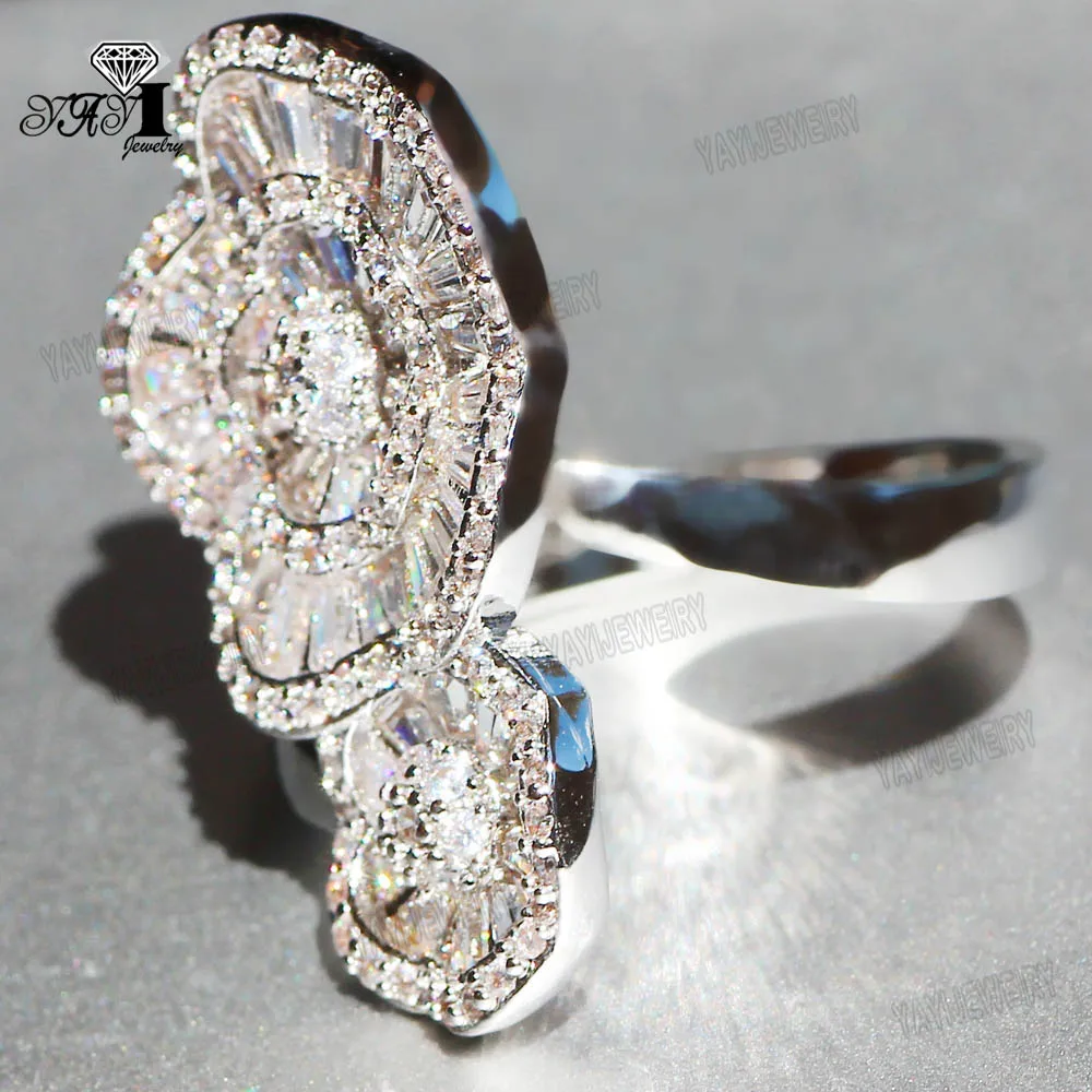 Ювелирные изделия yayi принцесса огранка 7,2 карат белый циркон серебряный цвет обручальные кольца с сердцем вечерние кольца для девочек Подарки 839