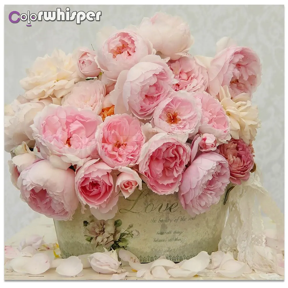 

Daimond Painting Full Square/ Round Pink Flower Bouquet Picture Diamond Painting Rhinestone Embroidery Crystal Cross Stitch 869