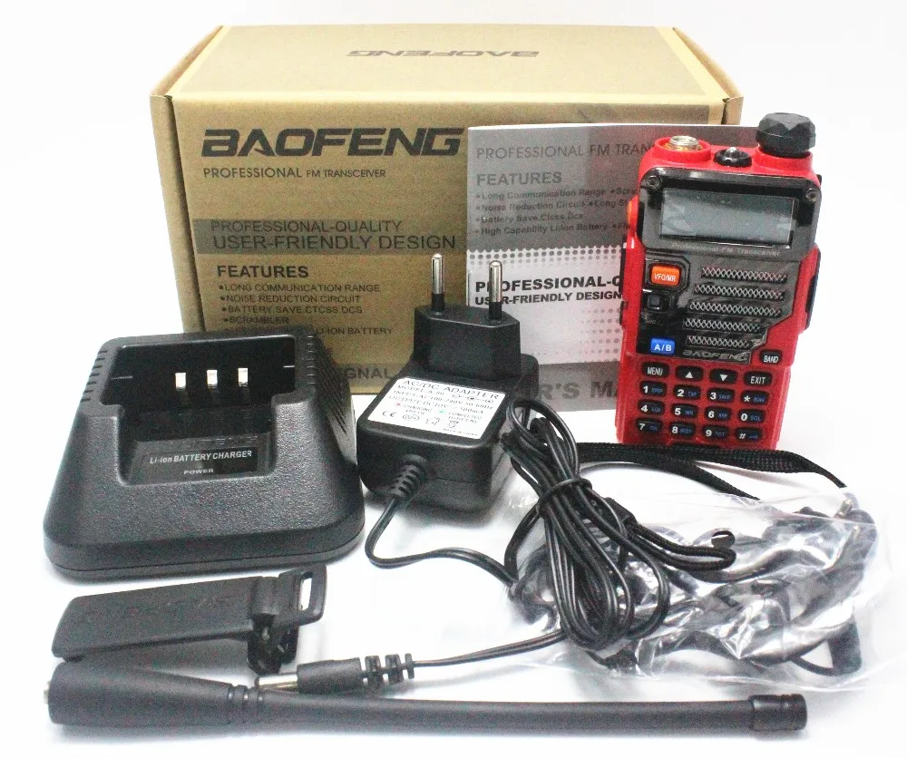 2-PCS Новый BAOFENG UV-5RE + Плюс двухстороннее радио Красный двухдиапазонный любительский Walkie Talkie 136-174 и 400 -520 мГц радио с бесплатной доставкой