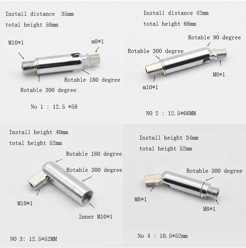 lighting rotable connector with hollow screw M8*1 M10*1.0 addapter female thread table light wall |