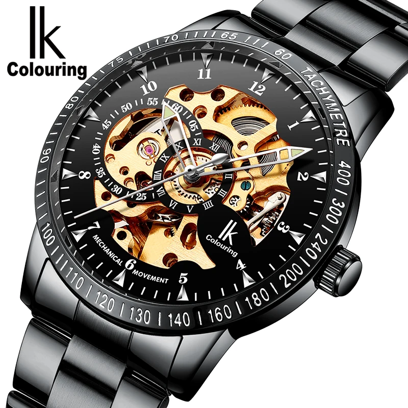 

IK Coloring Watch Men's Luminous Allochroic Skeleton Auto Mechanical Wristwatch with Box Free Ship