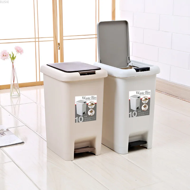 

Hand-operated treadle bin with lid creative bathroom living room kitchen home bedroom large pedal bucket 20L trash bin