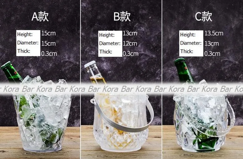Transparent plastic ice bucket Acrylic bar tool dedicated ice bucket big crystal champagne