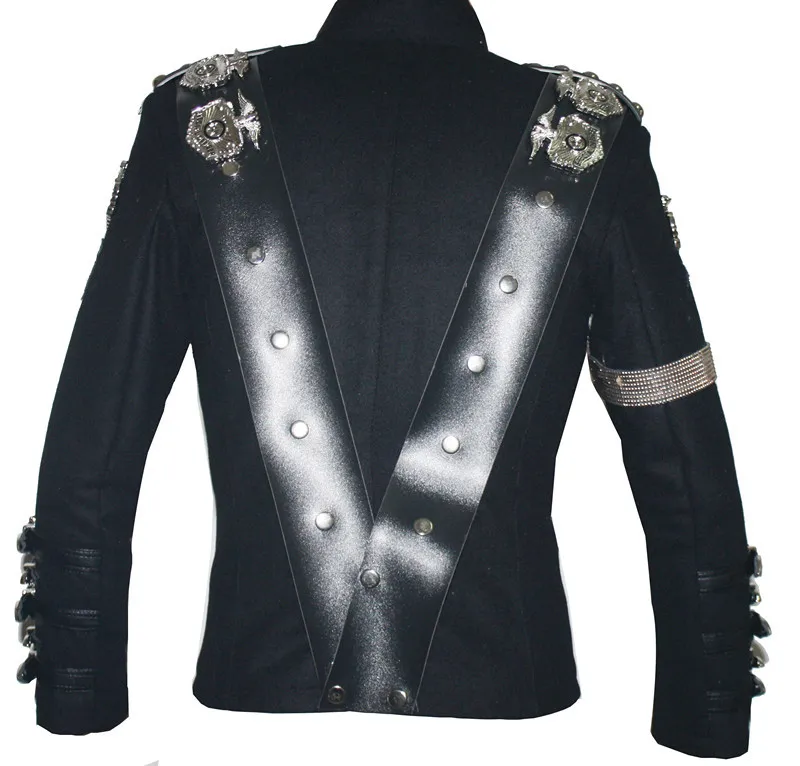 MJ Майкл Джексон BAD куртка с серебряными значки с орлом панк куртка представление коллекции-(все размеры