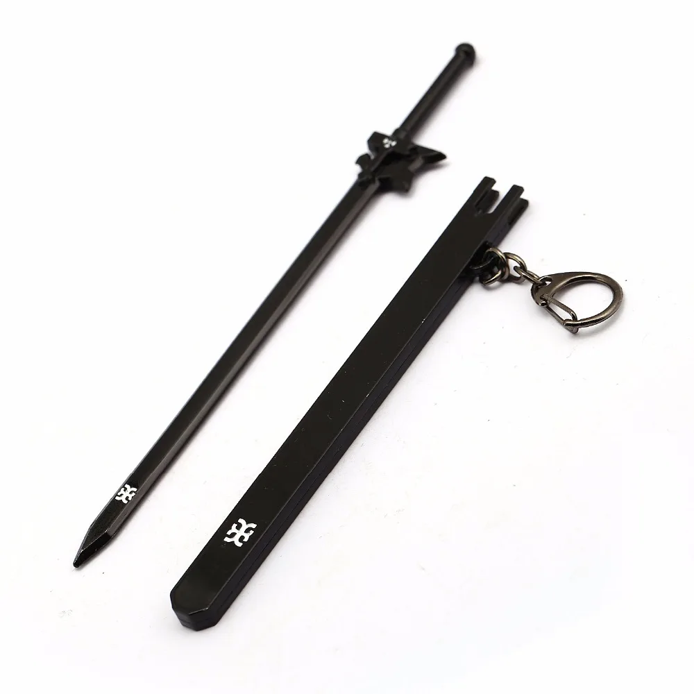 

GWTS Sword Art Online Keychain Tung People Asuna Black Metal Elucidator Scabbard Key Ring Men Jewelry Chaveiro GWTS12677