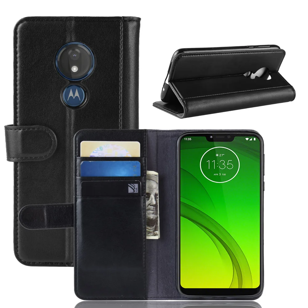 CYBORIS для Motorola G7 Мощность(Европейская версия) случай из натуральной Корова кожаный чехол откидная крышка Бумажник Стенд