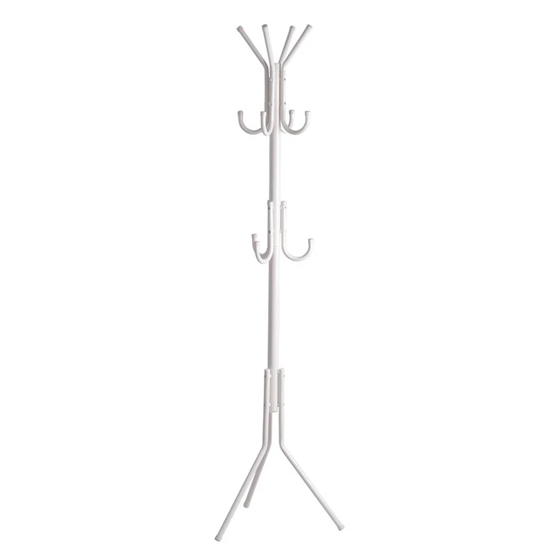 

Home 3-Tier Metal Coat Hat Rack with 11 Hooks-White