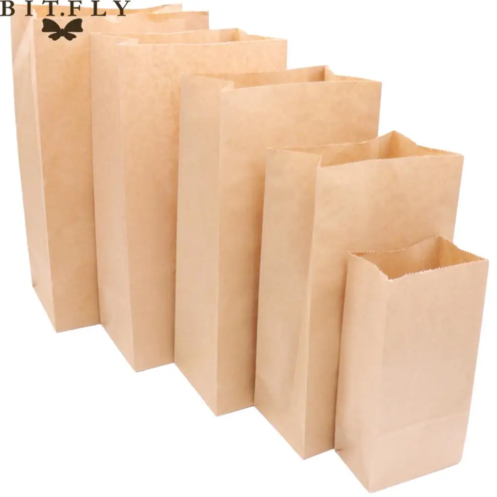 50pcs Kraft Paper Bags Food Tea Small Gift Bags Toaster Sandwich Bread