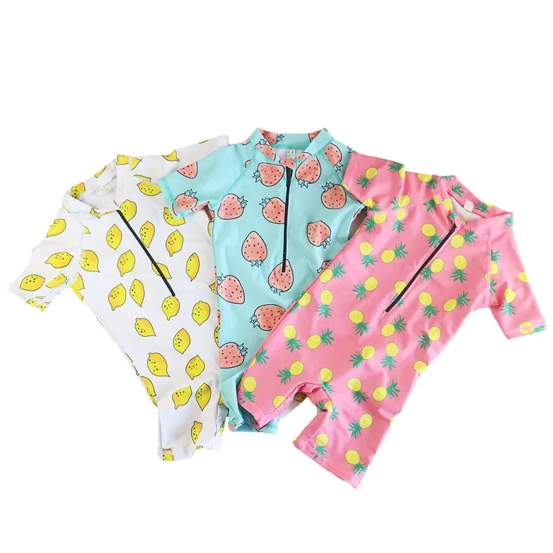 

Cartoons Baby Girl Swimwear Fruit Printed One Piece Kids Girls Swimsuit Beach Wearing Baby GIrl Swimsuit Sets Sunblock Beachwear