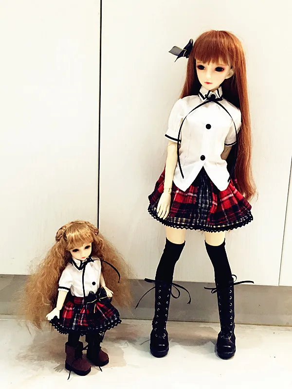 1/6 1/4 1/3 BJD школьная форма рубашка+ клетчатая юбка для BJD/SD Одежда Аксессуары куклы, не включены кукла, обувь, парик, аксессуары