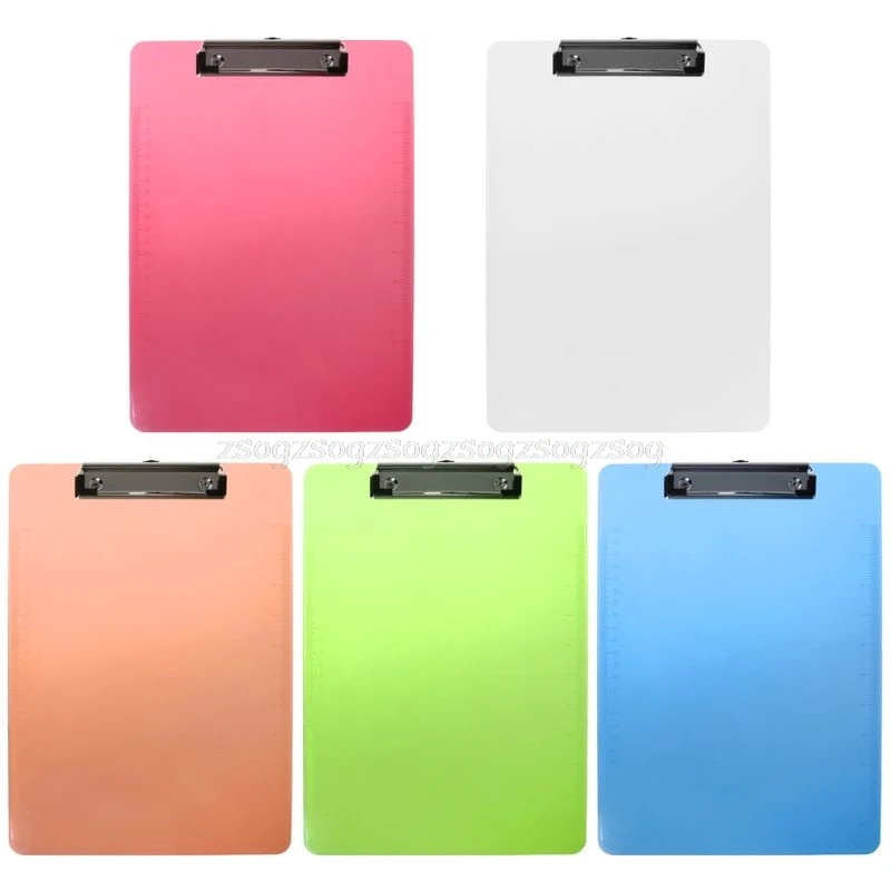 

Plastic Clipboard Pad Clip Folder Document Transparent Holder Plate For Paper A4 N27 dropship
