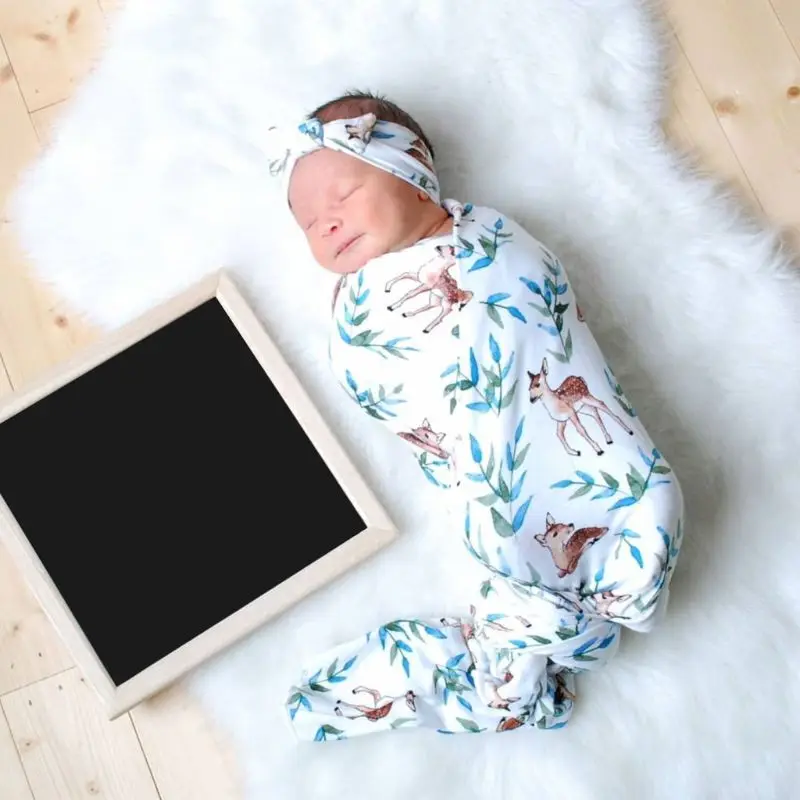 Полотенце-пеленка с оленем для новорожденных, спальный мешок для маленьких мальчиков и девочек, муслиновая Пеленка, повязка на голову