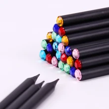 12 шт. черный стержень HB карандаш с красочными алмазами Kawaii Школа рисования письма детей карандаш