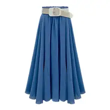 Для женщин летнее, длинное, макси Однотонная юбка юбки с ремнем Для женщин летние Сексуальная и клуб#4J19