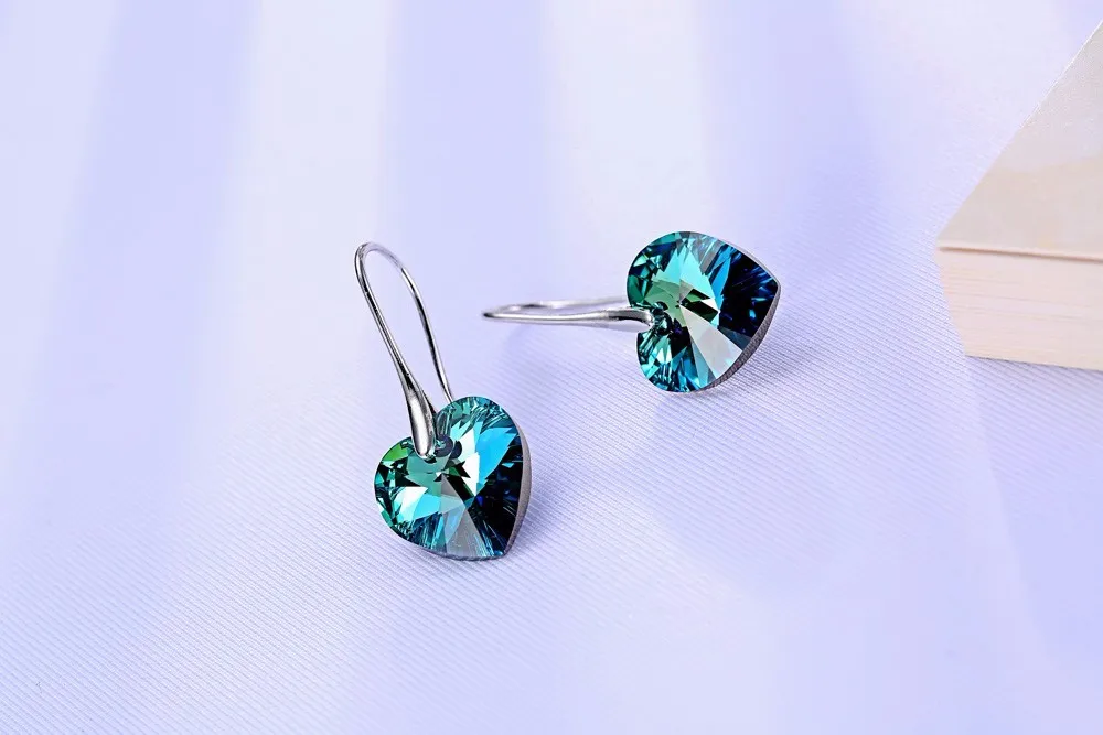 HTB1pLMVMVXXXXa apXXq6xXFXXXQ - Earrings Hearts Crystals From Swarovski Jewelry For Women Party Hot Selling Silver Color Ear Friends Gift