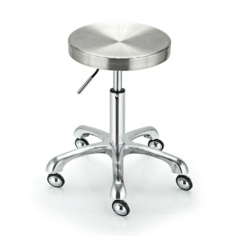 Explosion Proof Stainless Steel Cosmetology Stool Lifted and Rotation Barber Stool Slidable Staff Chair Simple Style Bar Chair