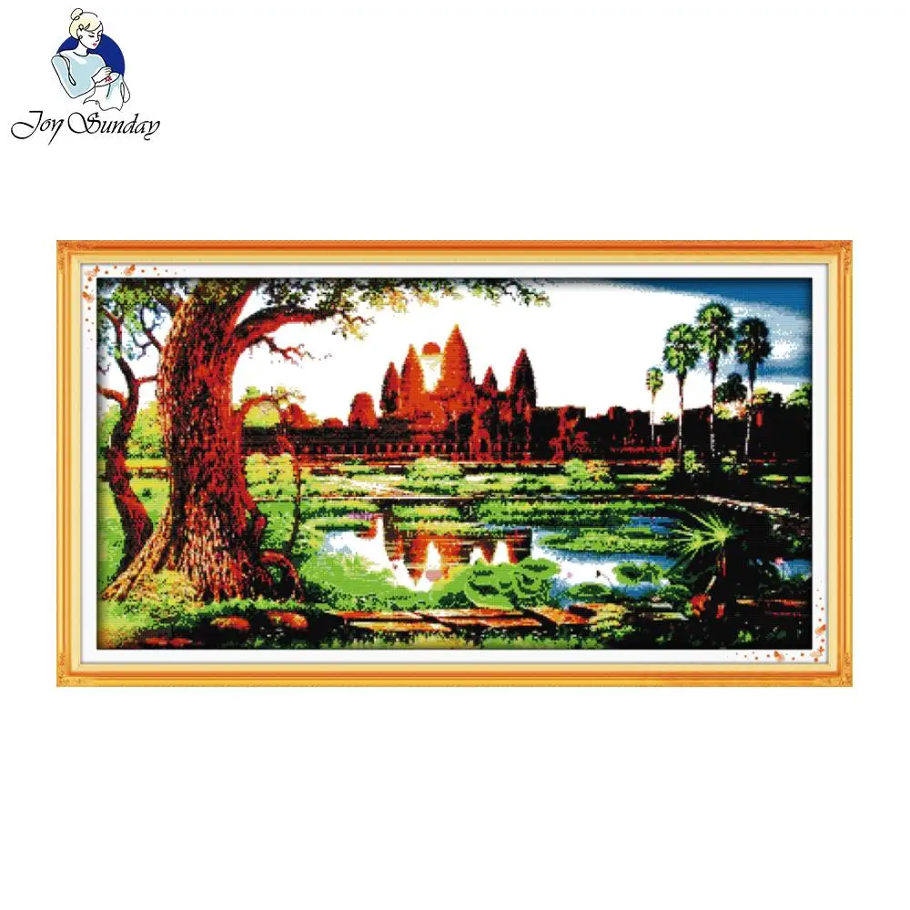 

Joy Sunday Scenery style The sunrise at the temple of Angkor Wat pinterest cross stitch patterns needlepoint kits for sale