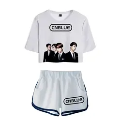 LUCKYFRIDAYF 2018 CNBlue Корейский Kpop 3D летние шорты и футболки Для женщин комплекты хип-хоп топы Модный Принт прохладный Повседневное Стиль