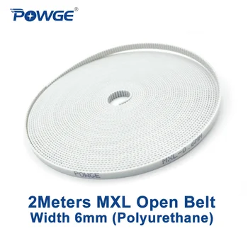 

POWGE 2Meters MXL Synchronous belt MXL-6 Width 6mm Pitch 2.032mm MXL open timing belt polyurethane with steel core PU MXL Belt