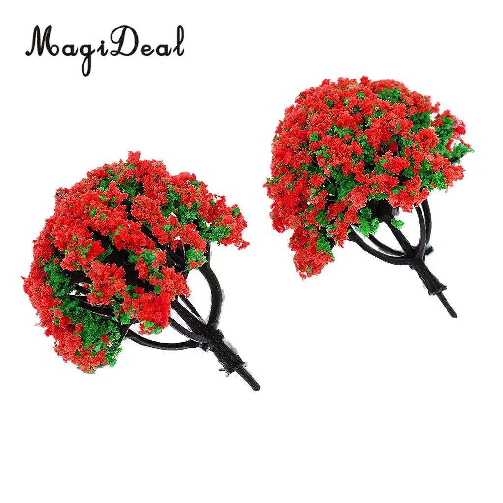 MagiDeal 10Pcs 1/200 Scale Model Flower Trees Green Train Railroad Scenery Landscape for Diorama Model Layout Toys 5Colors