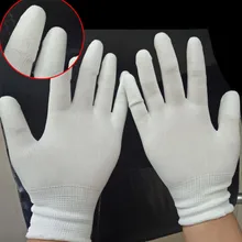 Защитные антистатические ПУ покрытие для покрытия ладони белые перчатки без пыли дышащий нейлон Терилен Противоскользящий резиновый пояс
