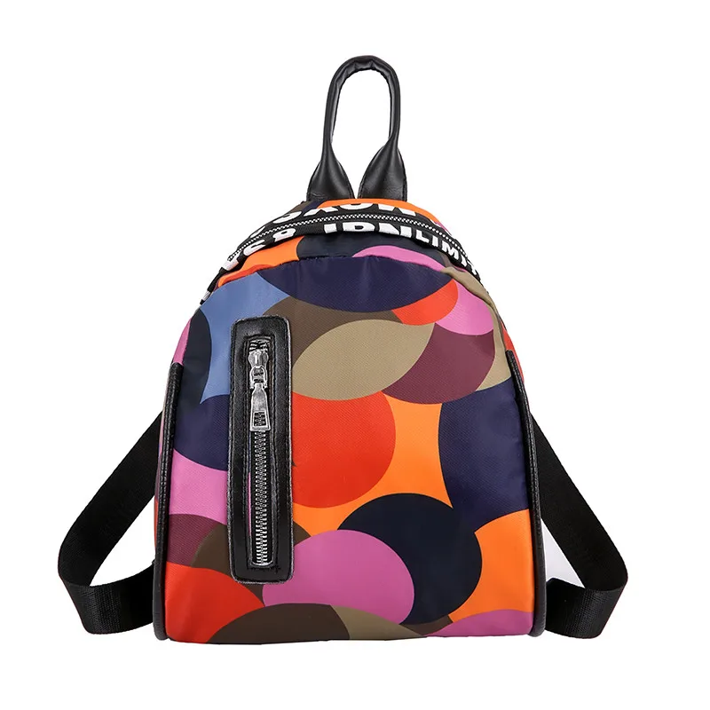 

Fashion Ladies Classic Versatile Nylon Waterproof Backpack Student Bag Backpack Stitching Color Small Backpacks mochila T