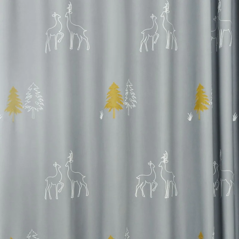 Grey Cartoon Charm Smile Face Embroidered Curtains for Kids Room Children Boys Nursery Simple Modern French Window Drapes 30