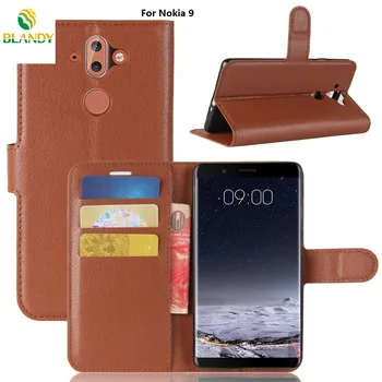 

10pcs/lotFree shipping For Nokia 9 Litchi Lychee design Credit Card Wallet Stand Flip leather case For Nokia 8