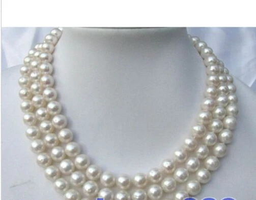 

50"10mm round white freshwater pearl necklace^^^@^Noble style Natural Fine jewe FREE SHIPPING