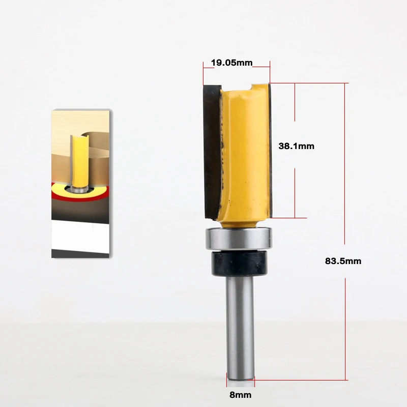 8 мм хвостовик шаблон отделка петля долбежный фрезы прямой концевой фрезы триммер Чистка заподлицо обрезки шипы резак для деревообработки - Длина режущей кромки: 8mm X 38.1mm