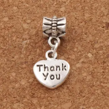 

Thank You Heart Charm Beads 23.5x10.9mm 100PCS zinc alloy Fit European Bracelets Jewelry DIY B373
