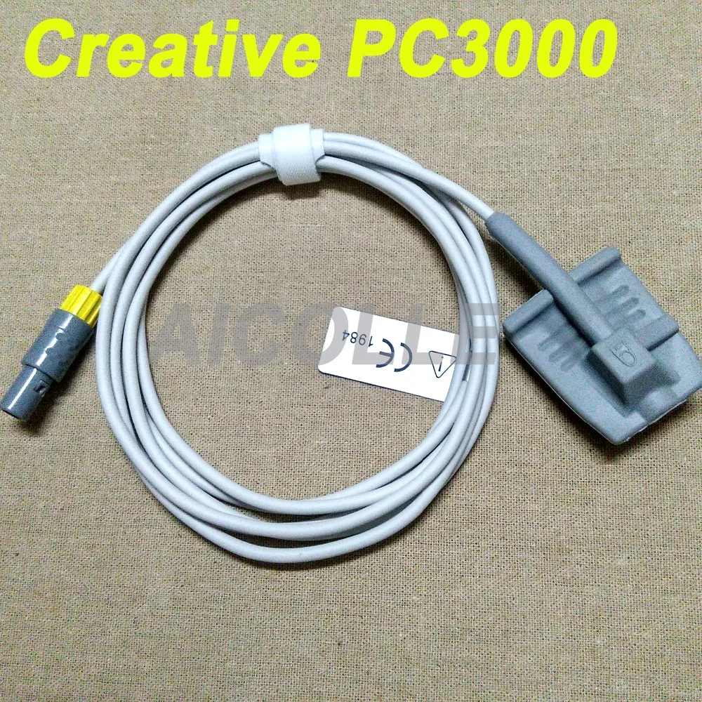 

Compatible Creative PC3000 patient monitor lemo 5pin two slot long cable adult silicon soft spo2 sensor pulse probe