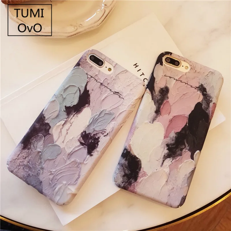 Простой цветной жесткий защитный чехол для iPhone 6 6s 7 8 Plus матовый акварельный X 10