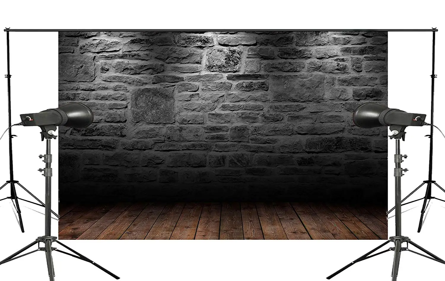 

Retro Photography Background Creative Black Brick Wall Photo Backdrops Photography Wood Floor Studio background Props 5x7ft