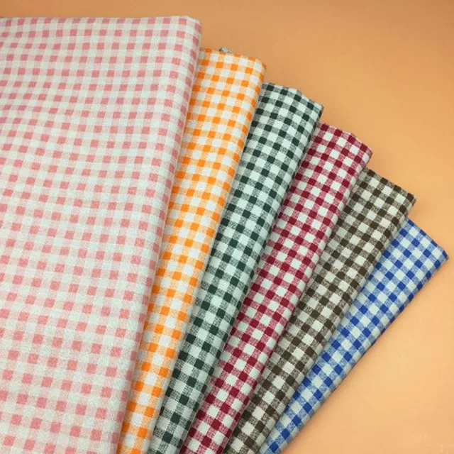 One Yard 145cm Width Classic 6 Colors Checks Printed Cotton Linen Fabric For DIY Sewing