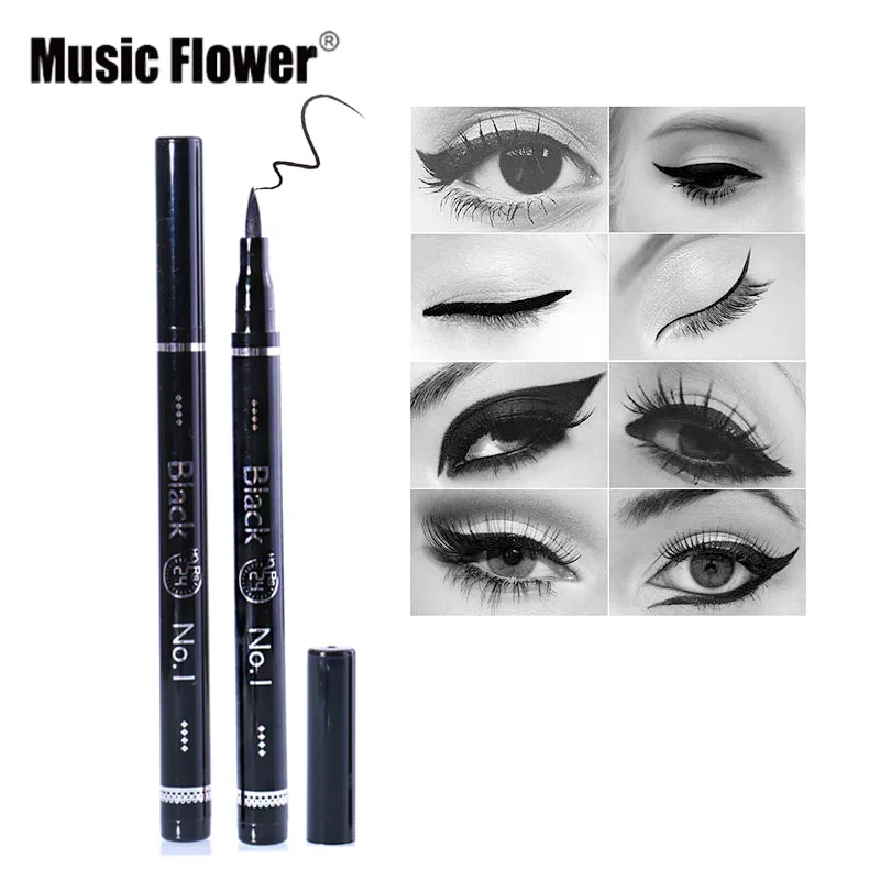 Music Flower brand 4 Color Eyeliner Pencil Long lasting Easy to Wear Fast/Quick Dry Natural