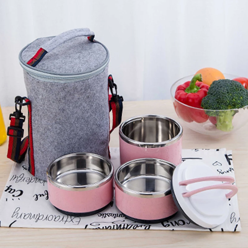 Seal Leakproof Thermal Lunch Box Stainless Steel For Kids School Portable Bento Food Container With Tableware Bag Set Lunchbox